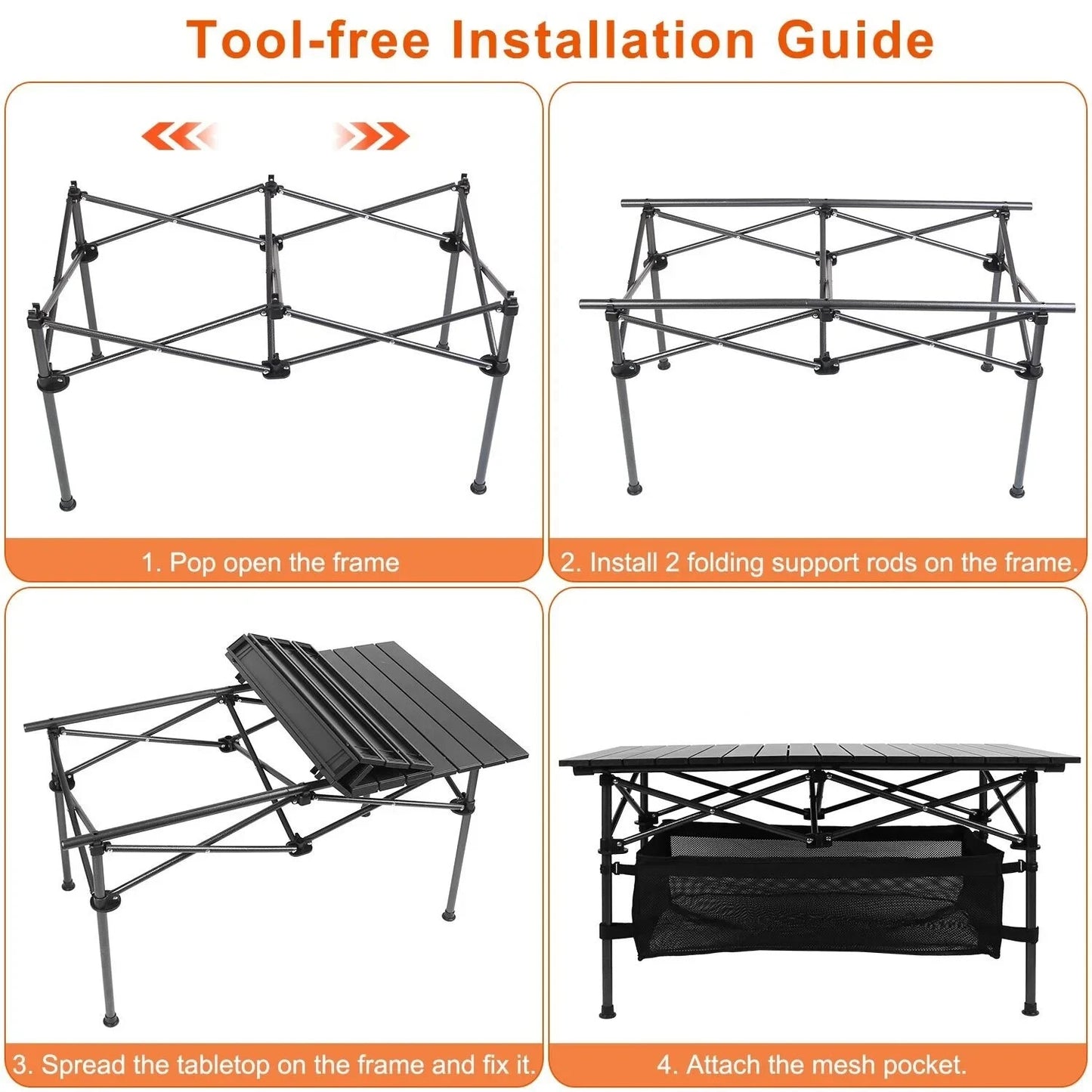 Folding Camping Table Portable Aluminum Roll-up Picnic BBQ Desk Outdoor Party