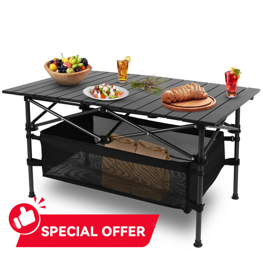 Folding Camping Table Portable Aluminum Roll-up Picnic BBQ Desk Outdoor Party